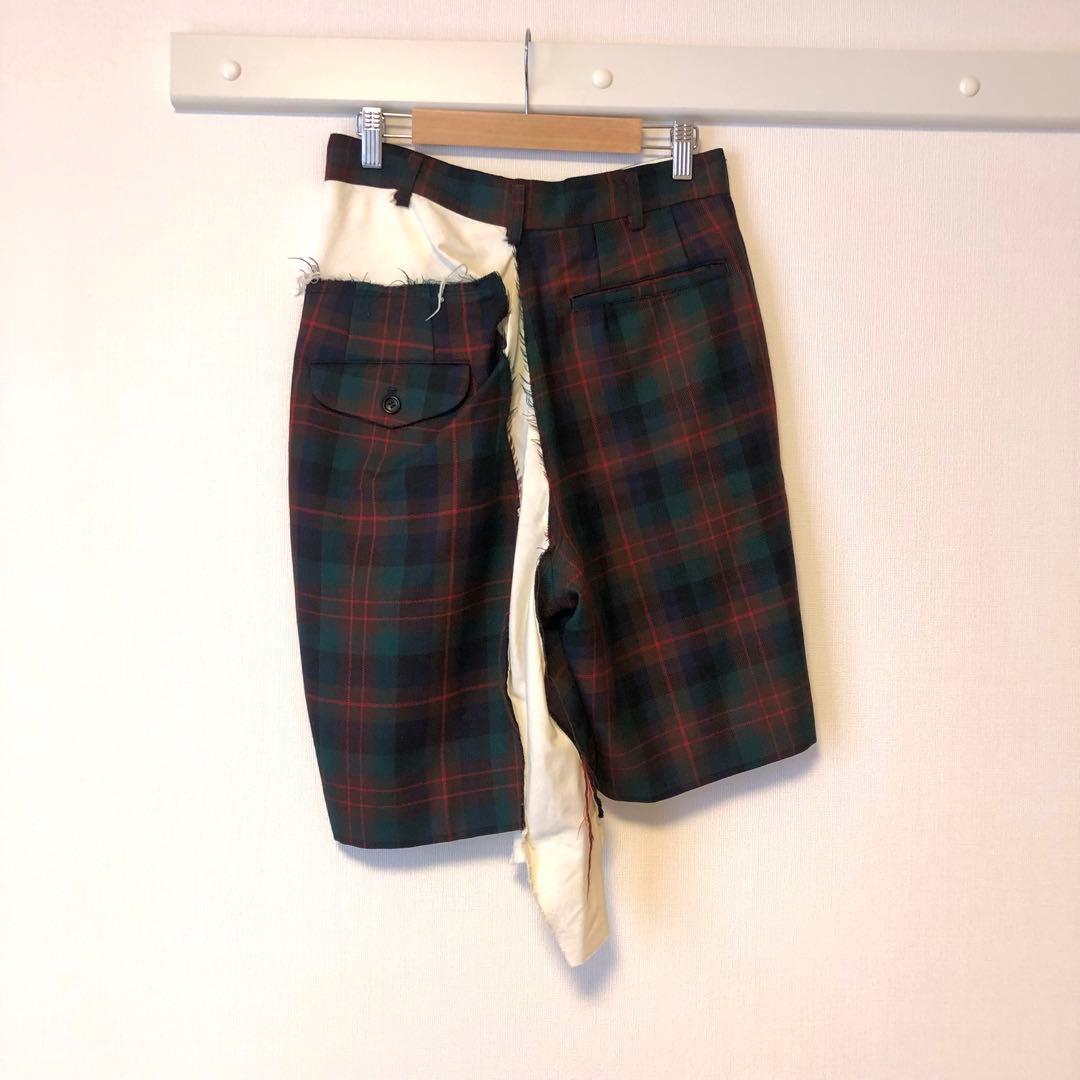 COMME des GARÇONS　ハーフパンツ　チェック柄　再構築