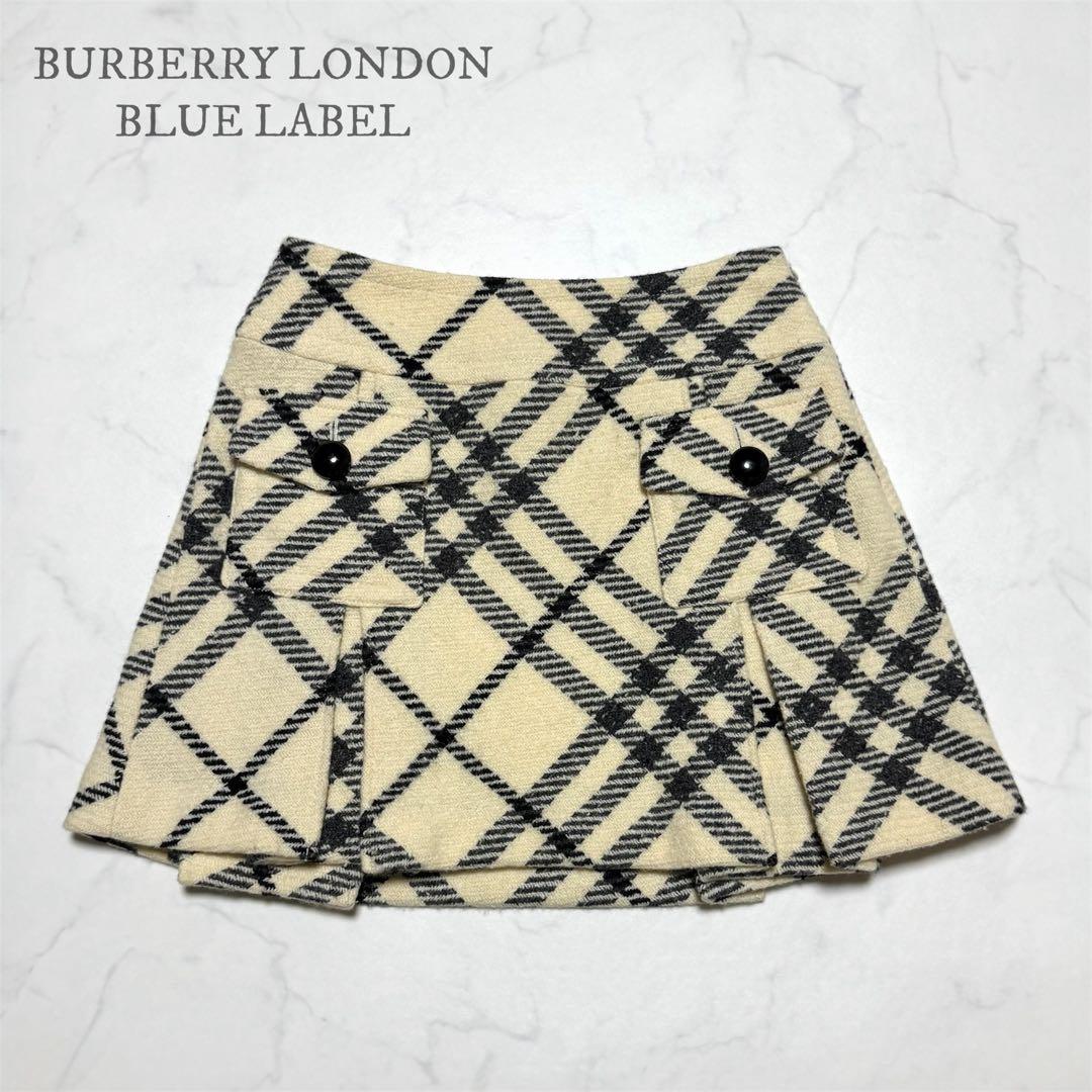 美品 BURBERRY BLUE LABEL ノバチェック ウール ミニスカート