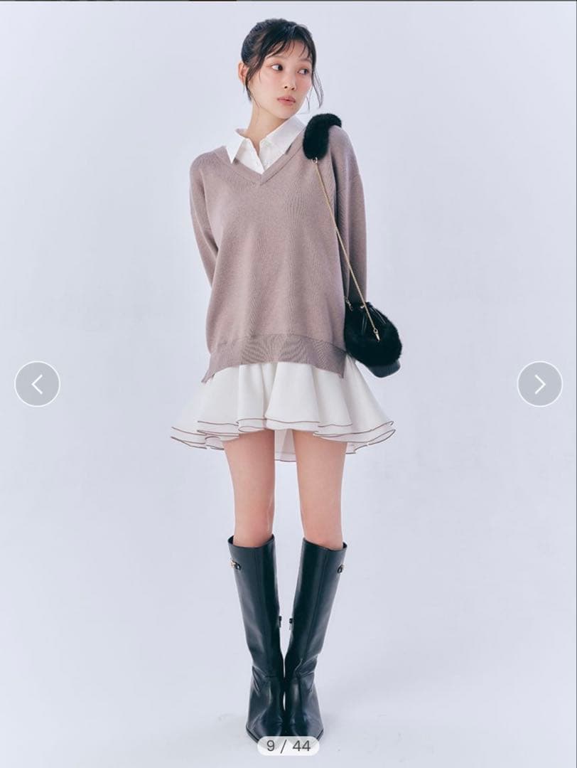 LILY BROWN【限定カラー】シャツドッキングフリルミニワンピース（MOC）