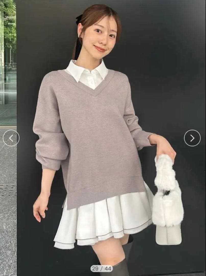 LILY BROWN【限定カラー】シャツドッキングフリルミニワンピース（MOC）