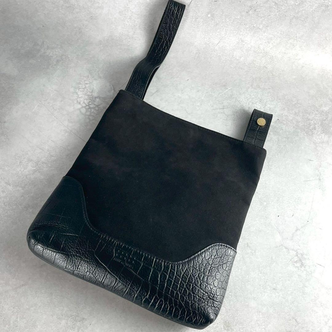 【極美品 限定モデル】 ペッレモルビダ ハンドバッグ スエード レザー クロコ