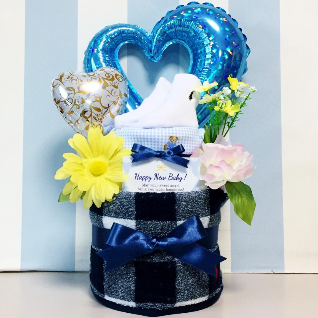 わいラルフローレン ベビーソックス豪華おむつケーキ男の子2段歯固め