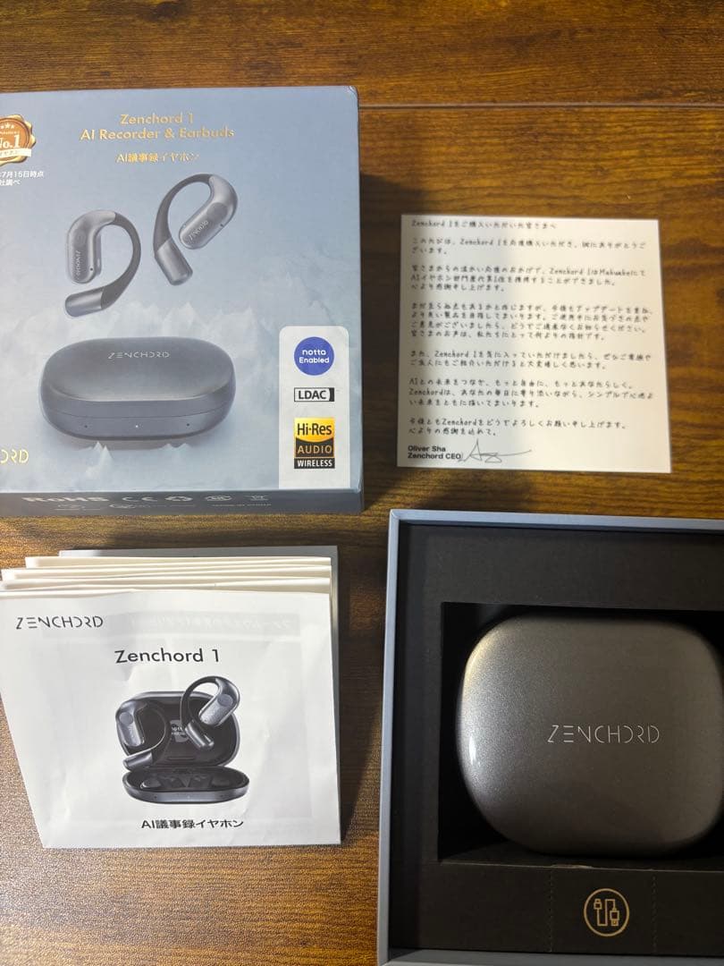 【美品・使用一度のみ】ZENCHORD 1 ワイヤレスイヤホン AIレコーダー