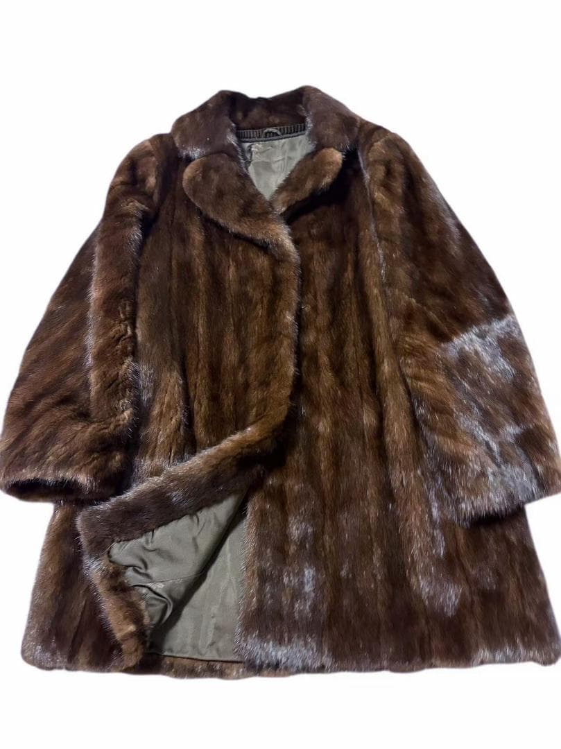 ミンクコート　袖デザイン　毛皮　リアルファー　柔らか　着丈80cm