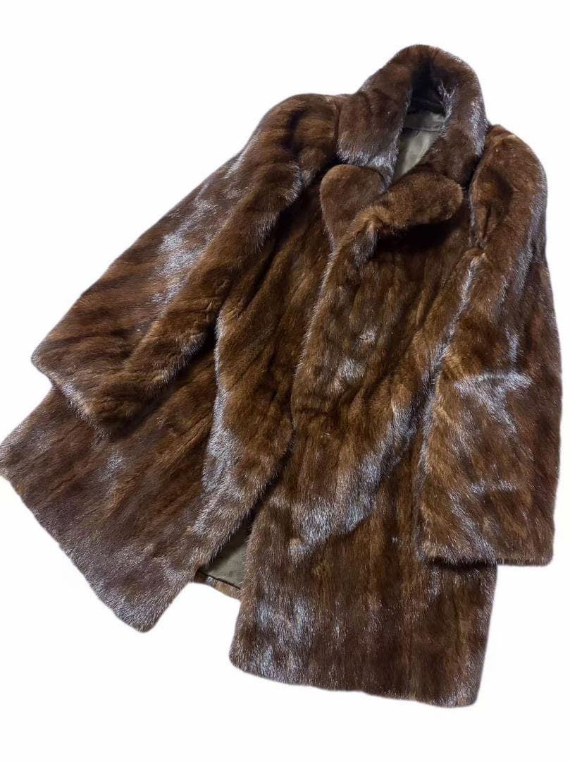 ミンクコート　袖デザイン　毛皮　リアルファー　柔らか　着丈80cm