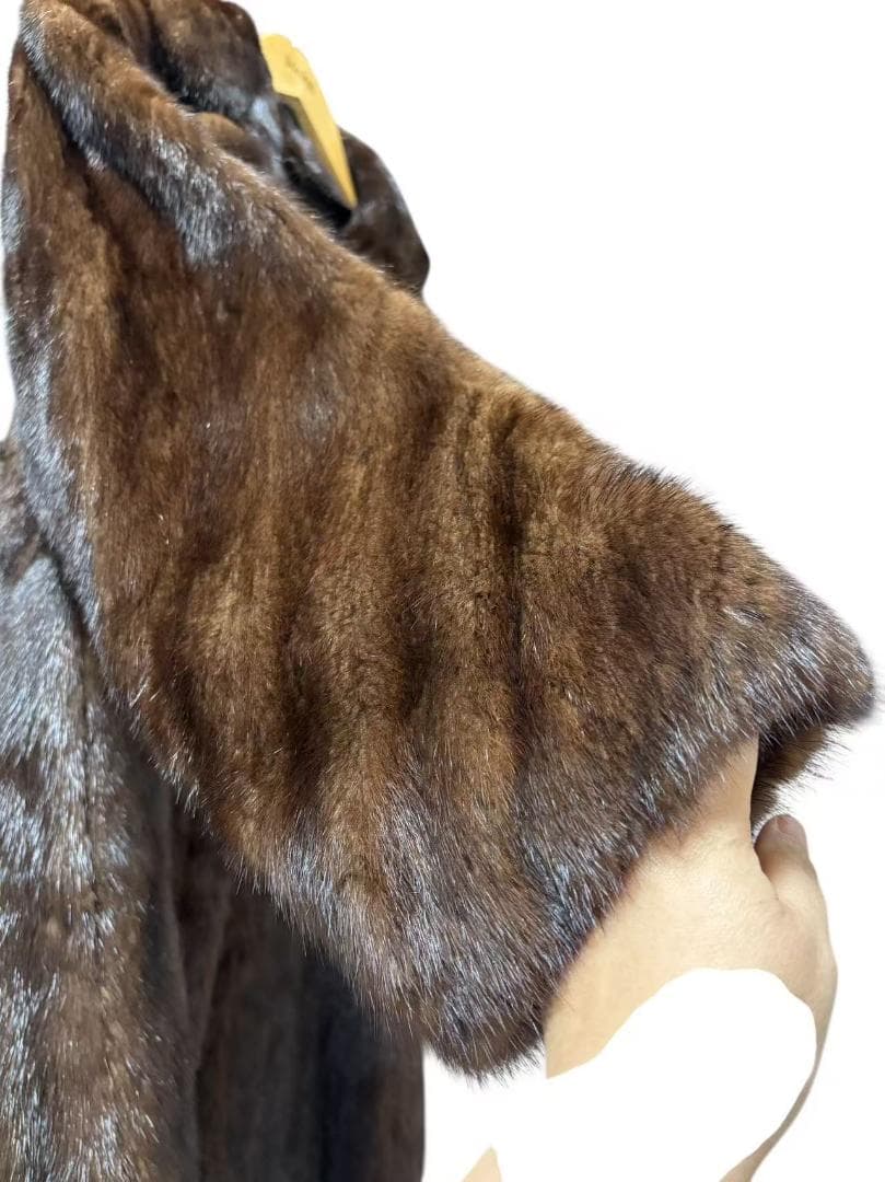 ミンクコート　袖デザイン　毛皮　リアルファー　柔らか　着丈80cm