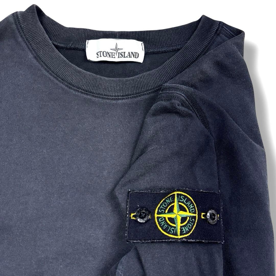 ストーンアイランド クルーネック 長袖 シャツ ワッペン ブラック黒 S