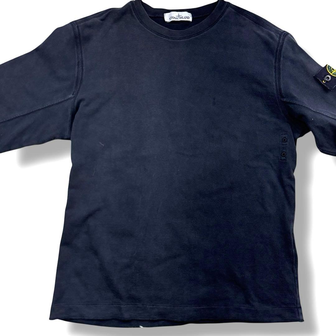 ストーンアイランド クルーネック 長袖 シャツ ワッペン ブラック黒 S