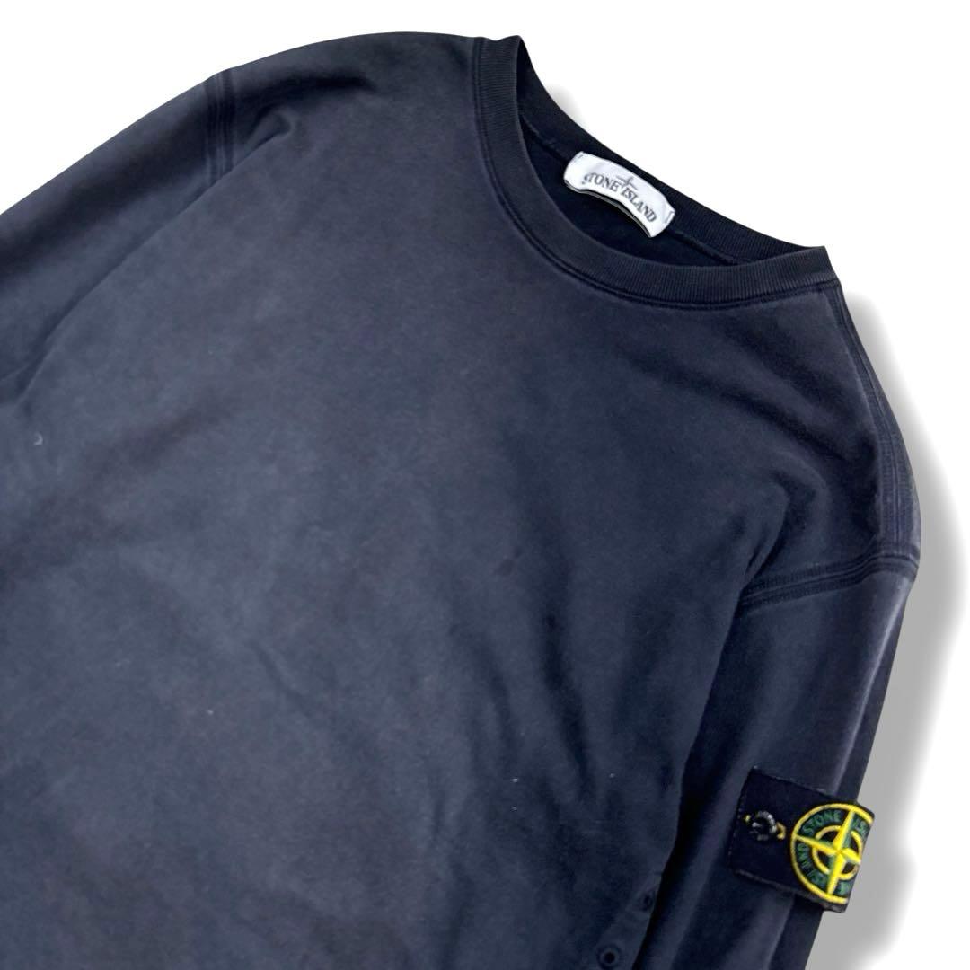 ストーンアイランド クルーネック 長袖 シャツ ワッペン ブラック黒 S