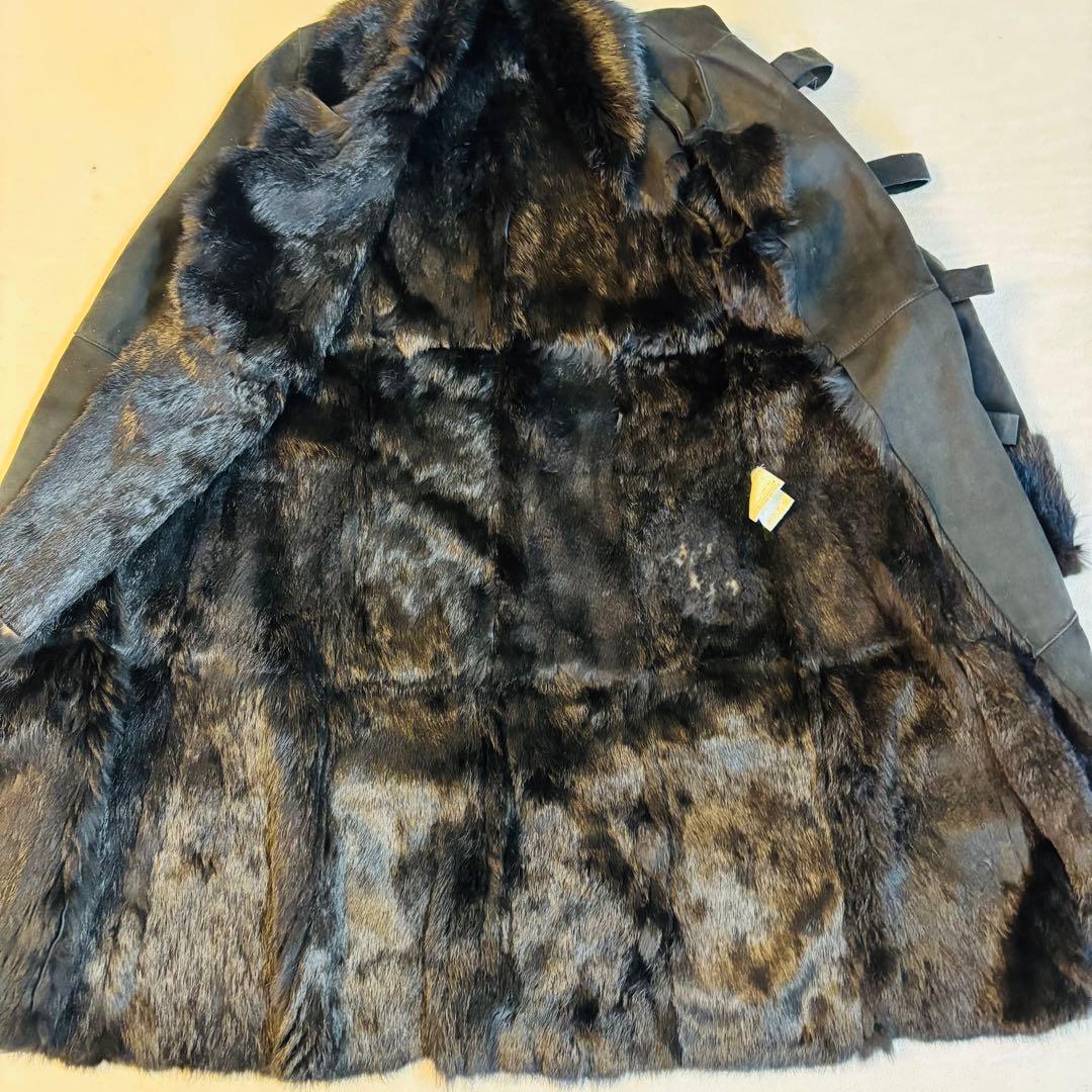 ロイスクレヨン ラビットファー 毛皮コート 黒 M