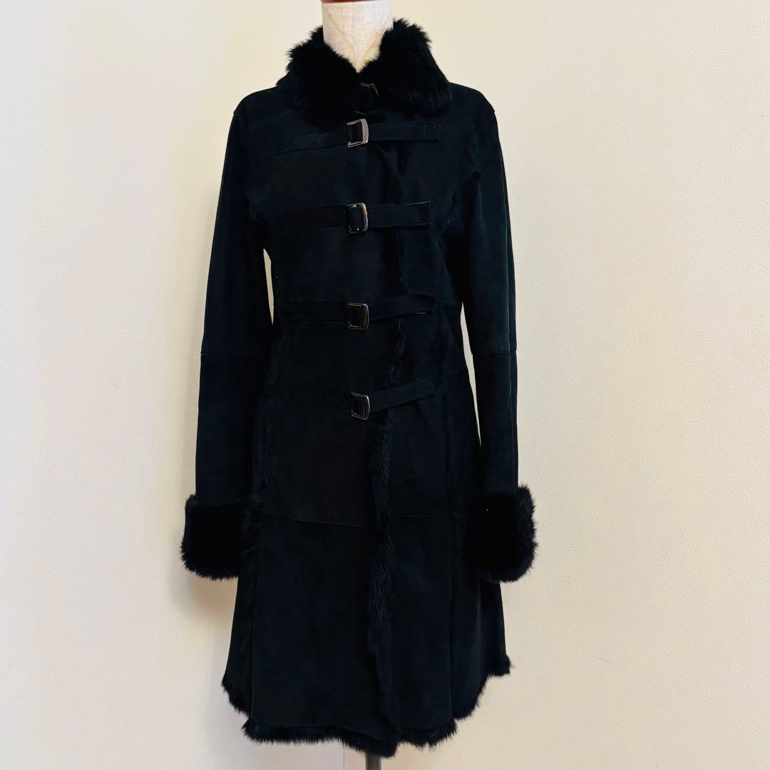 ロイスクレヨン ラビットファー 毛皮コート 黒 M