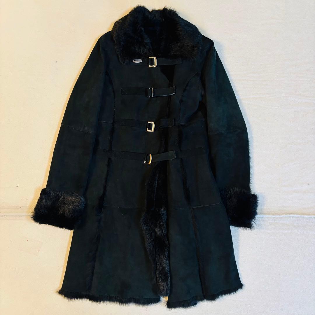 ロイスクレヨン ラビットファー 毛皮コート 黒 M