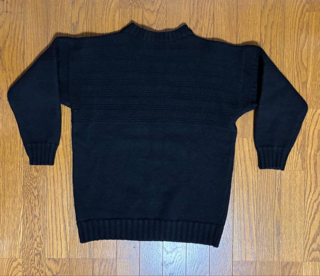 ガンジーウーレンズ 厚手ウールセーター サイズ40 黒 ブラック イングランド製