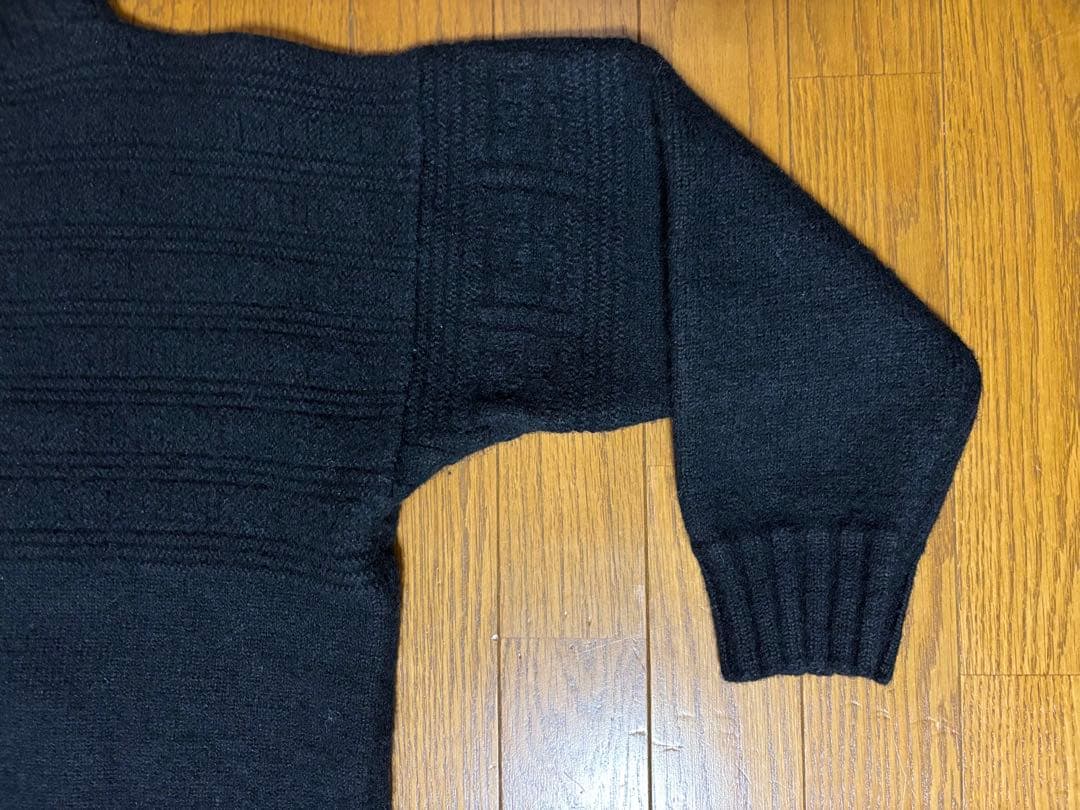 ガンジーウーレンズ 厚手ウールセーター サイズ40 黒 ブラック イングランド製