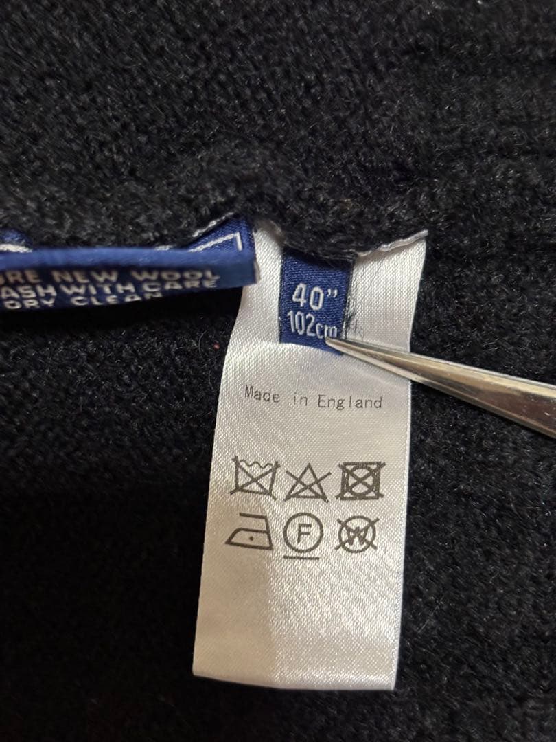 ガンジーウーレンズ 厚手ウールセーター サイズ40 黒 ブラック イングランド製