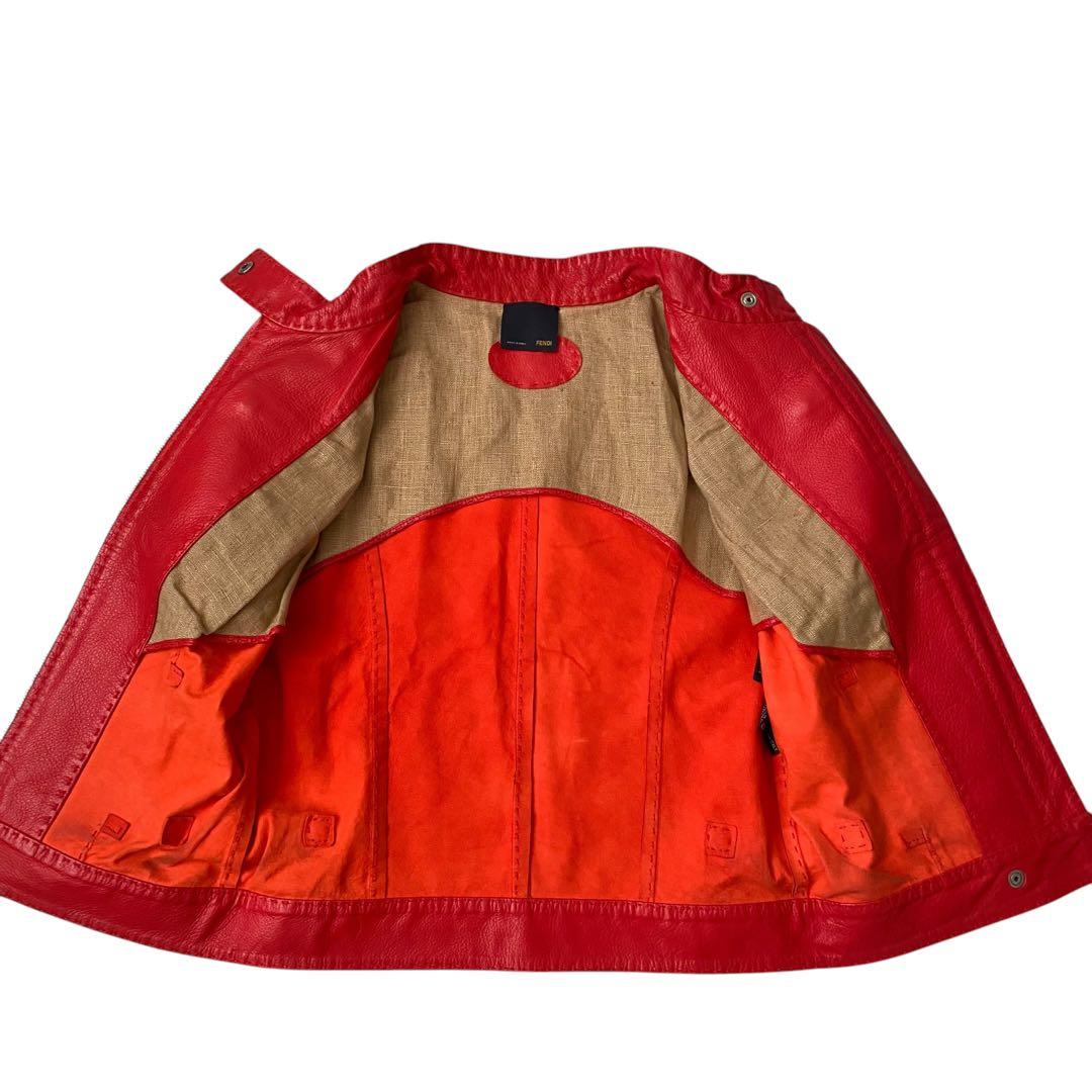 フェンディ レザージャケット 【極美品】 本革 ライダース 銀釦 ボルドー