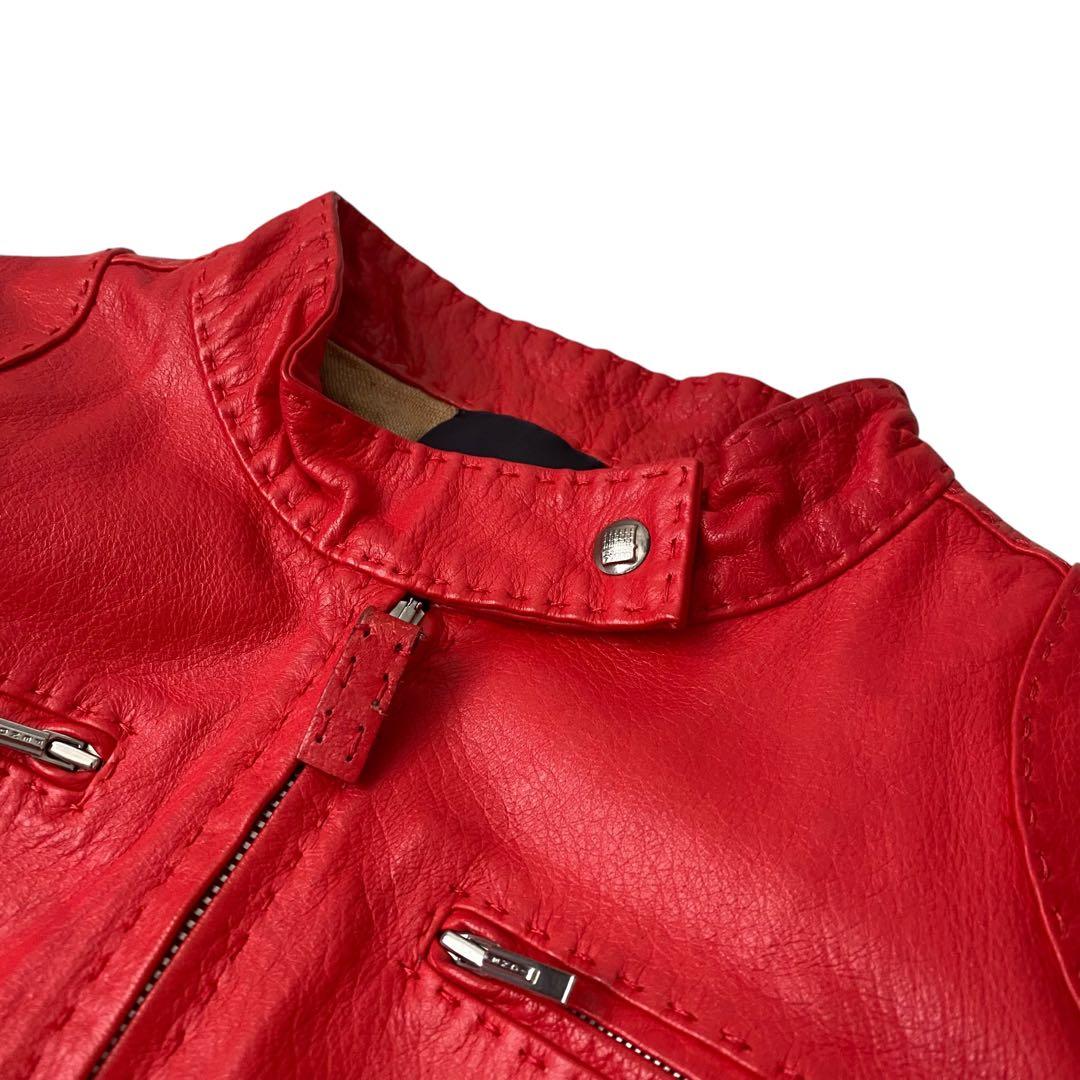 フェンディ レザージャケット 【極美品】 本革 ライダース 銀釦 ボルドー