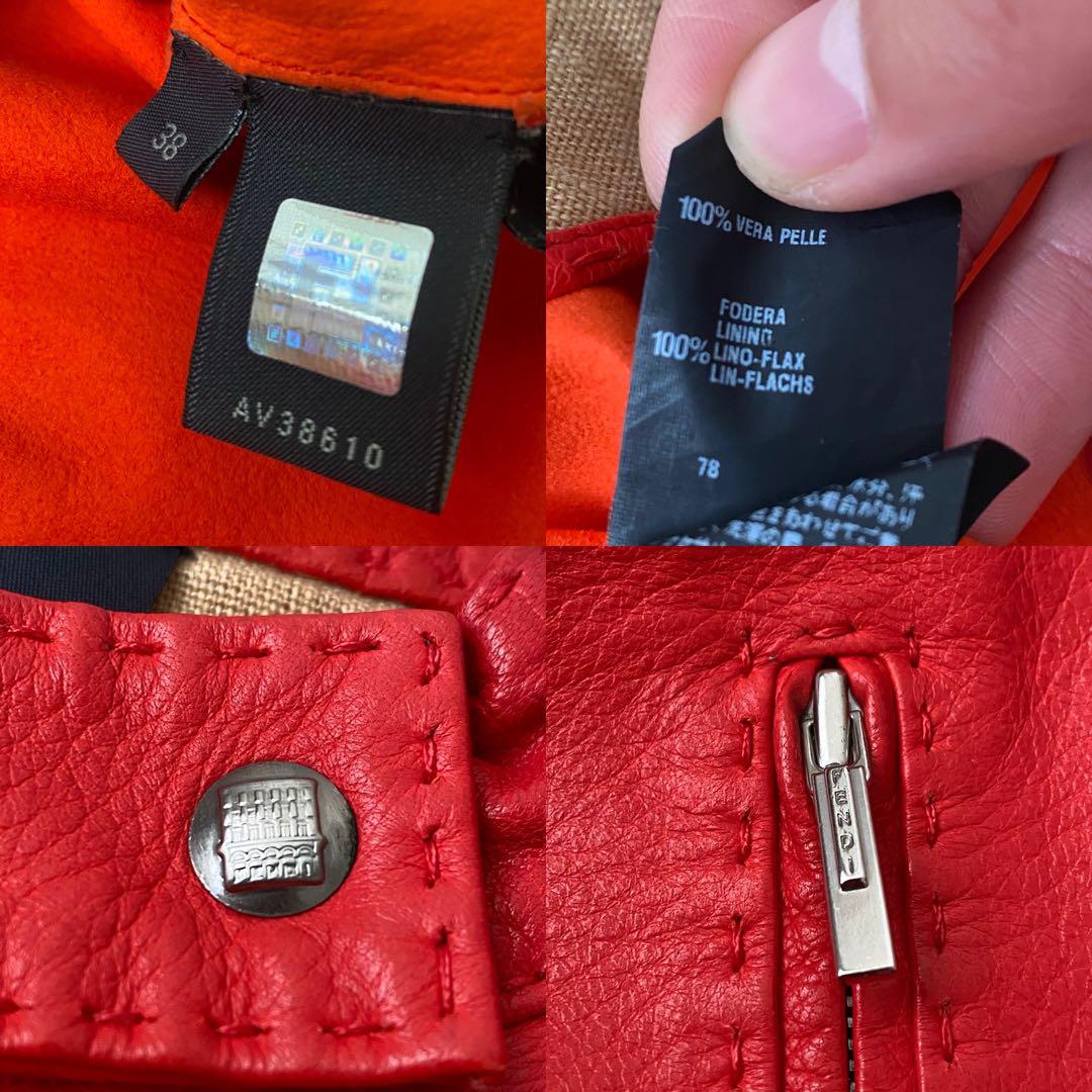 フェンディ レザージャケット 【極美品】 本革 ライダース 銀釦 ボルドー