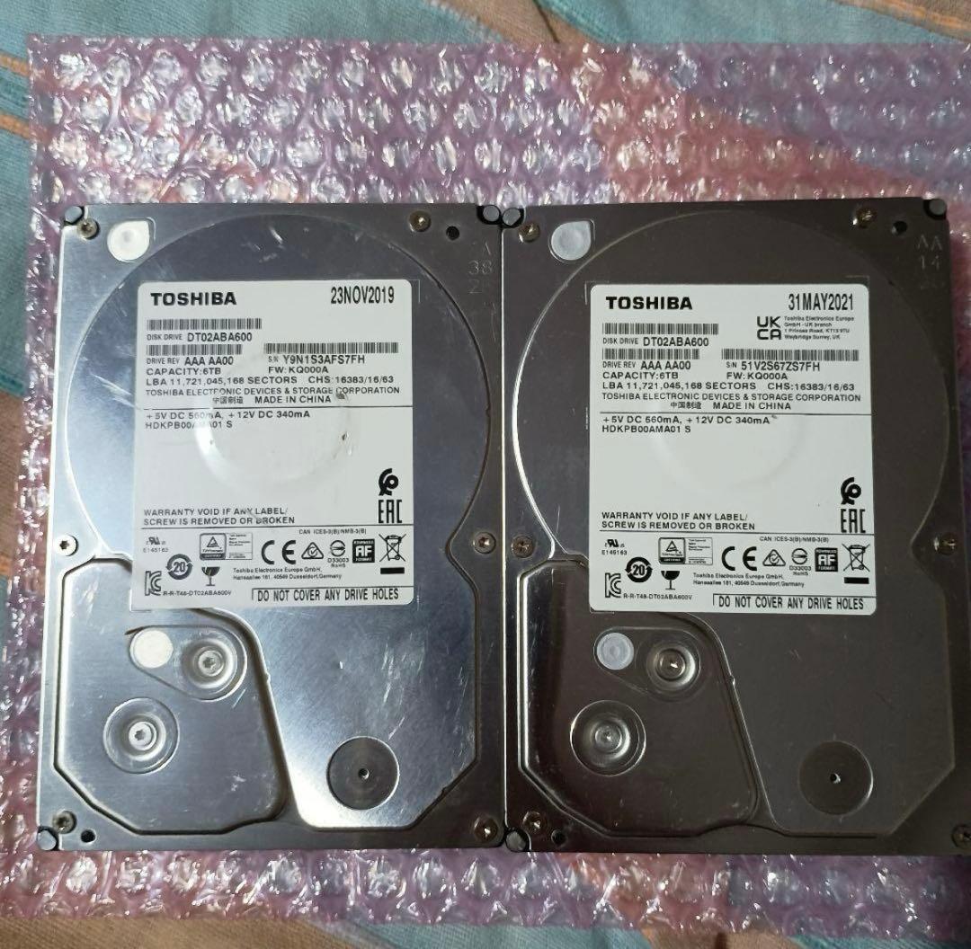ジャンク　TOSHIBA DT02ABA600V 6TB HDD
