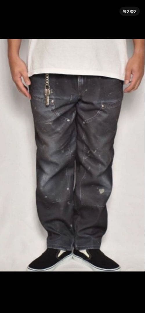 US 三軒茶屋　アス　転写　ダブルニー　イージーパンツ　フェードブラック