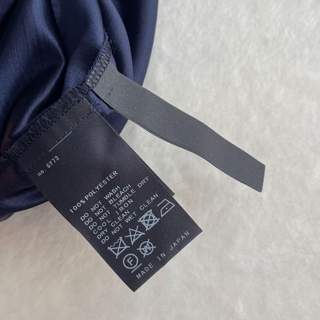 極美品 NOBLE ドットプリントシャンタンブラウス ノーブル ネイビー系