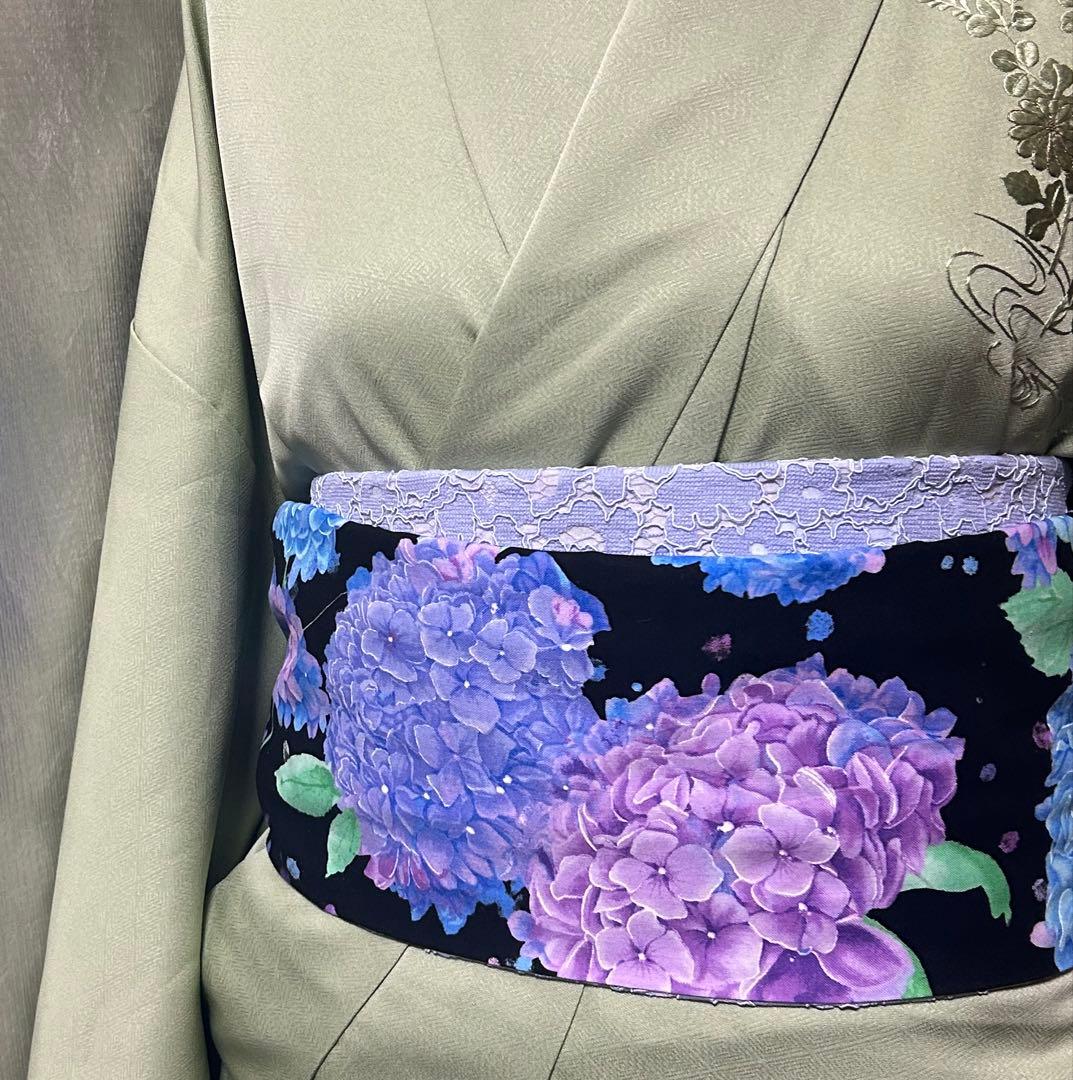 大人の兵児帯、紫陽花柄、おとねおまとめです