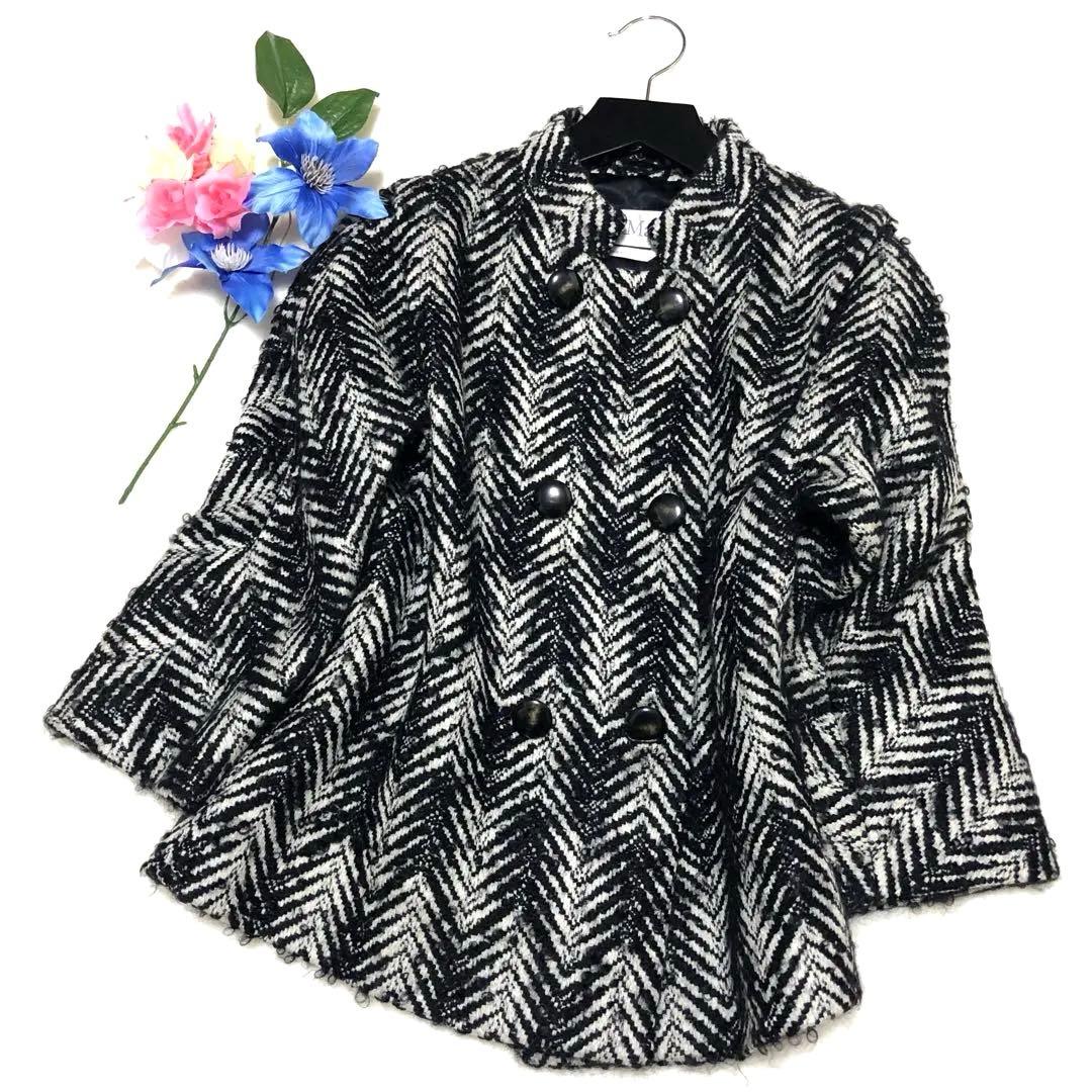 白タグ✨　マックスマーラ　Pコート　ツイード　ヘリンボーン　モヘア混✨　グレー