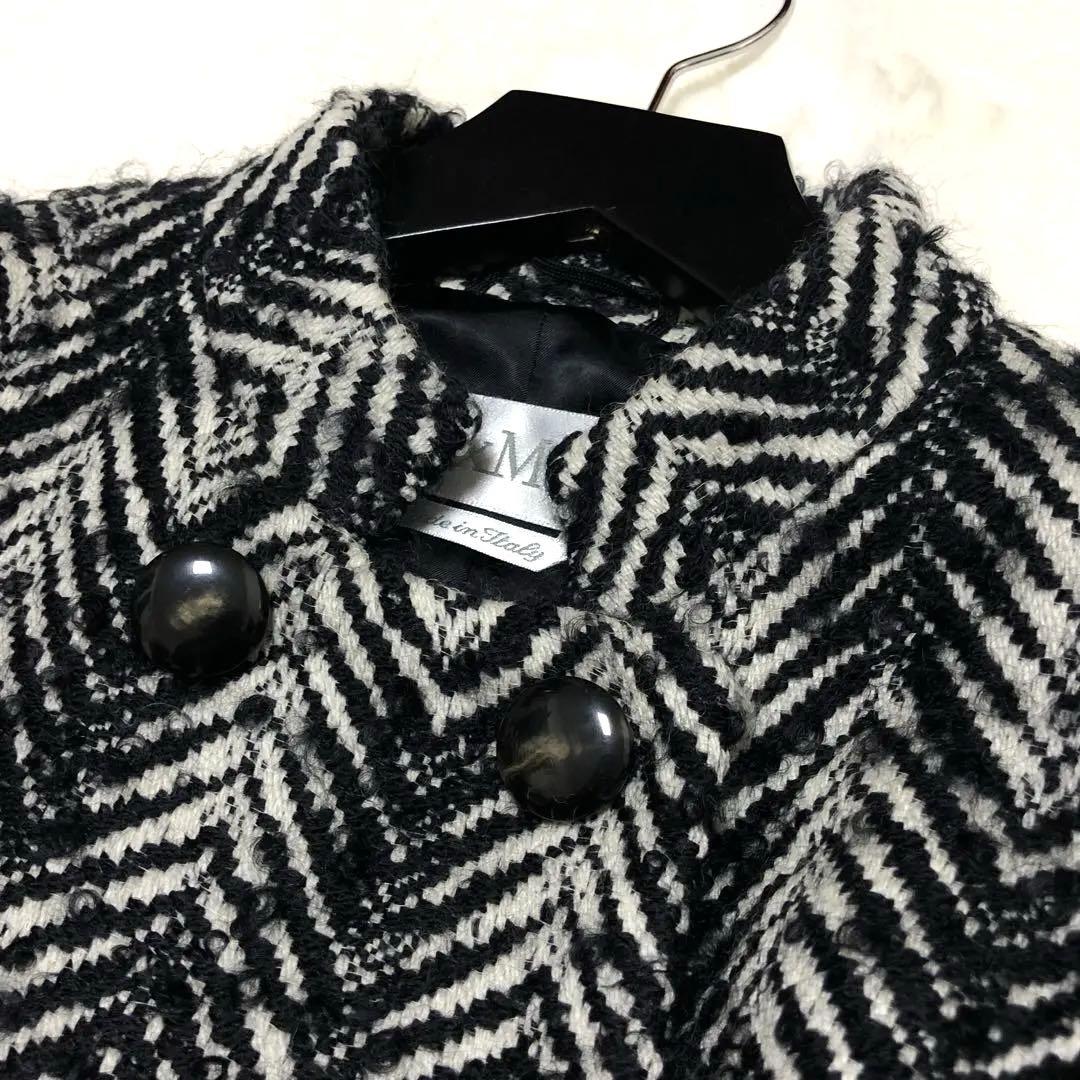白タグ✨　マックスマーラ　Pコート　ツイード　ヘリンボーン　モヘア混✨　グレー