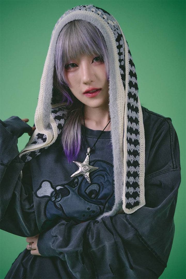 地雷 サブカル ガルフィー GALFY ロンT 長袖 ツギハギ ゾンビ グレー