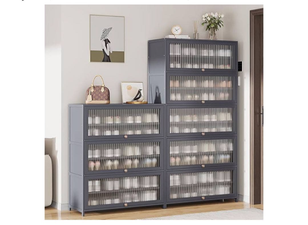 シューズラック　シューズボックス　下駄箱　くつ箱　省スペース　組み立て式　大容量