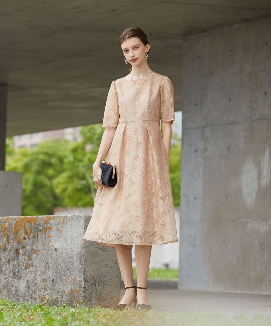 エ★新品タグ付き★ドリードール　ゴールドヴィンテージレースワンピースドレス