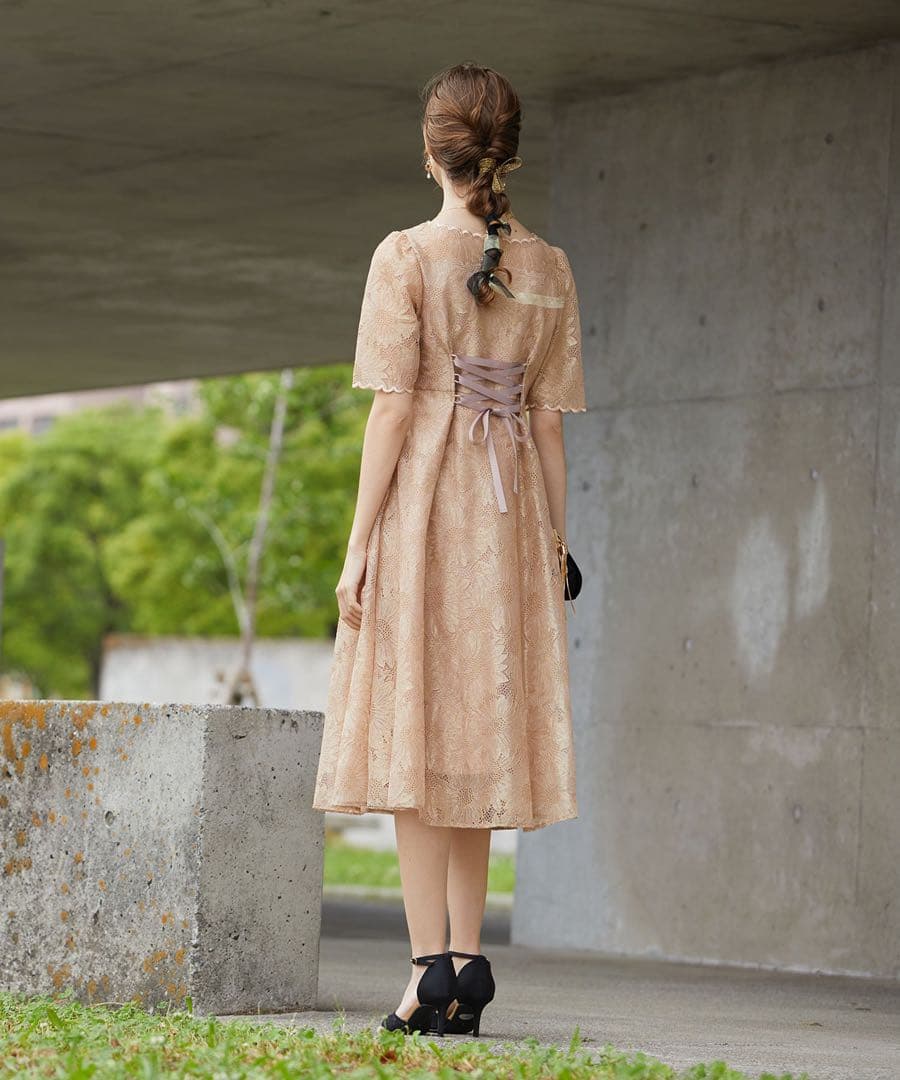 エ★新品タグ付き★ドリードール　ゴールドヴィンテージレースワンピースドレス