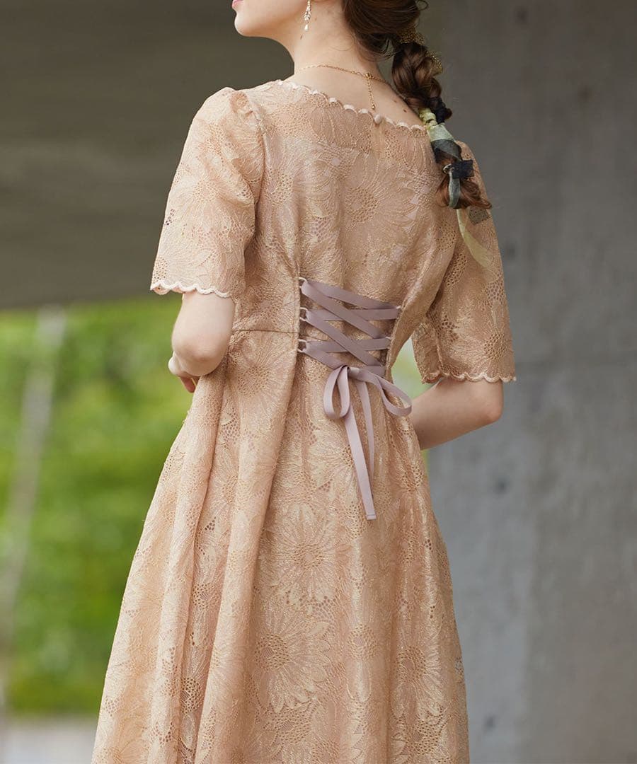 エ★新品タグ付き★ドリードール　ゴールドヴィンテージレースワンピースドレス