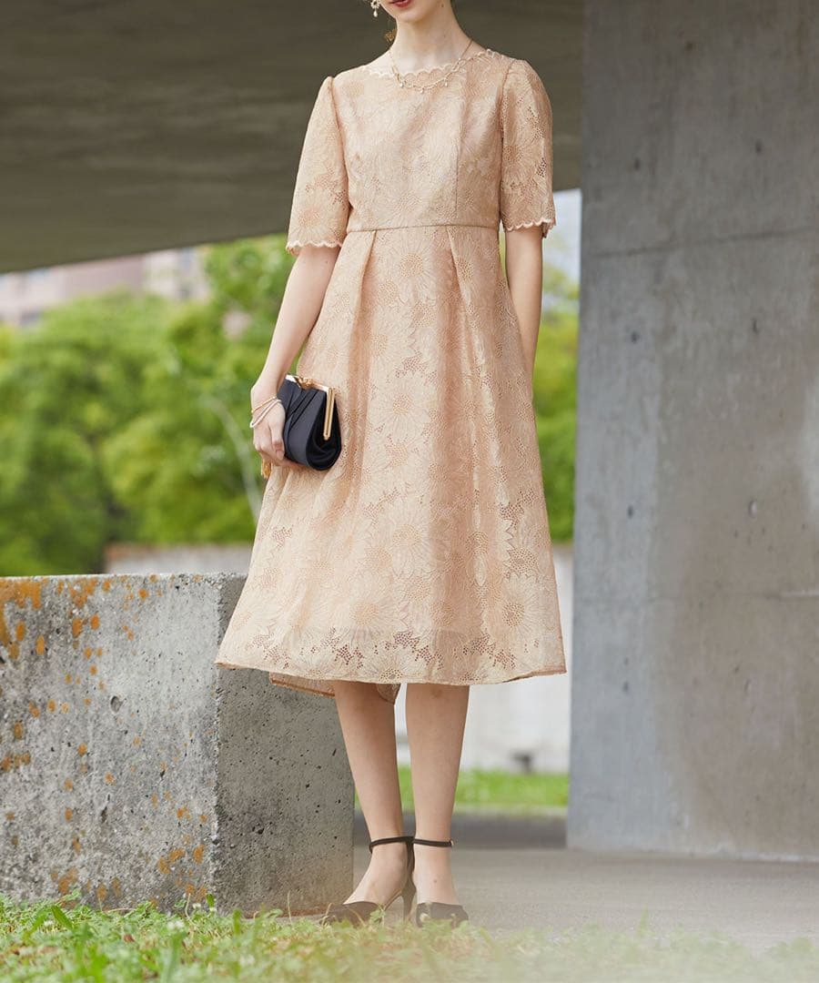 エ★新品タグ付き★ドリードール　ゴールドヴィンテージレースワンピースドレス