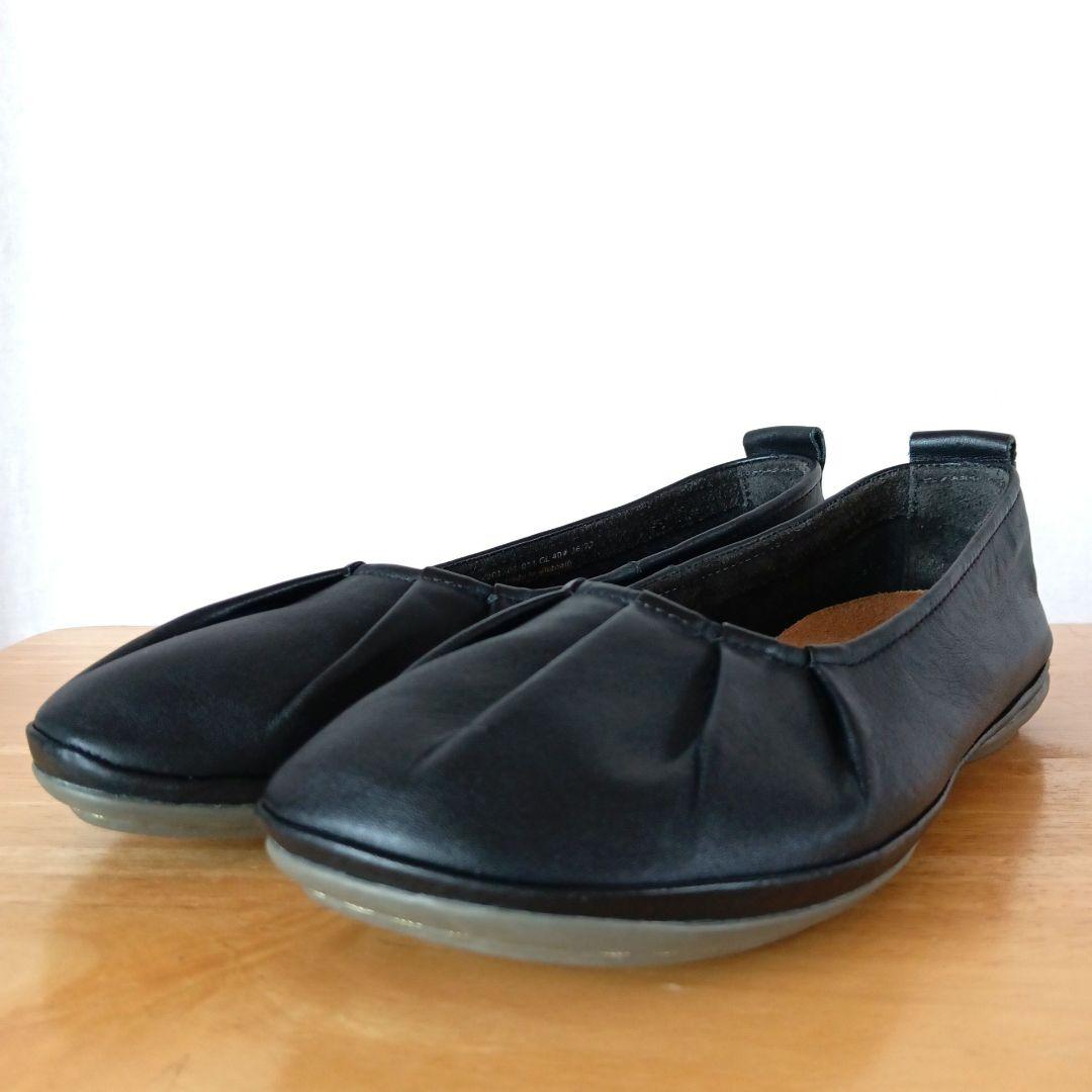 y*i様 美品◆CAMPER カンペール　パンプス　フラット　ギャザー　ブラック