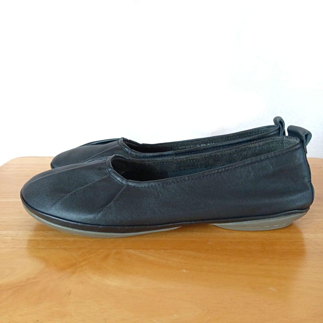 y*i様 美品◆CAMPER カンペール　パンプス　フラット　ギャザー　ブラック
