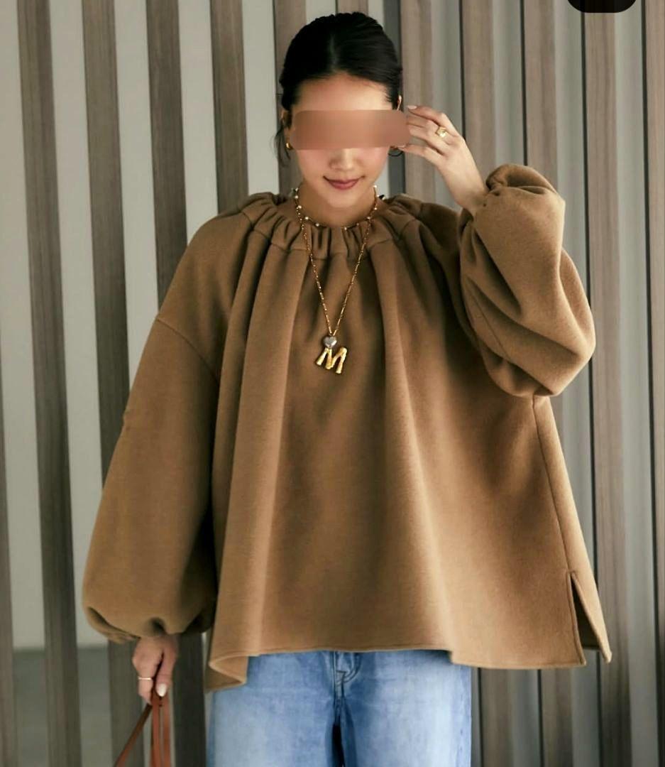 ☆未使用Seventen 2024AW ソフトモッサーギャザーブラウス/ブラウン