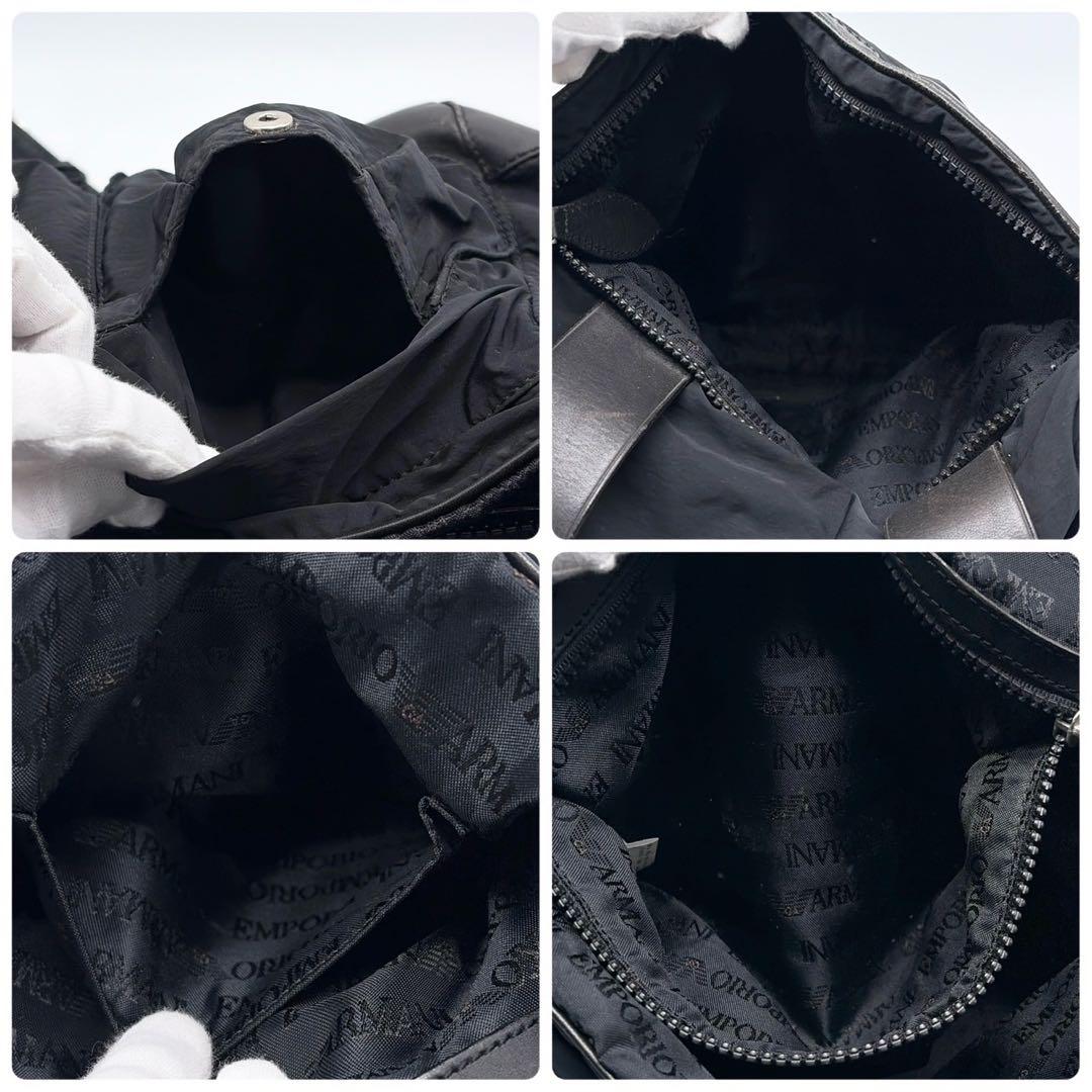 アルマーニ ショルダーバッグ メッセンジャーバッグ レザー ブラック