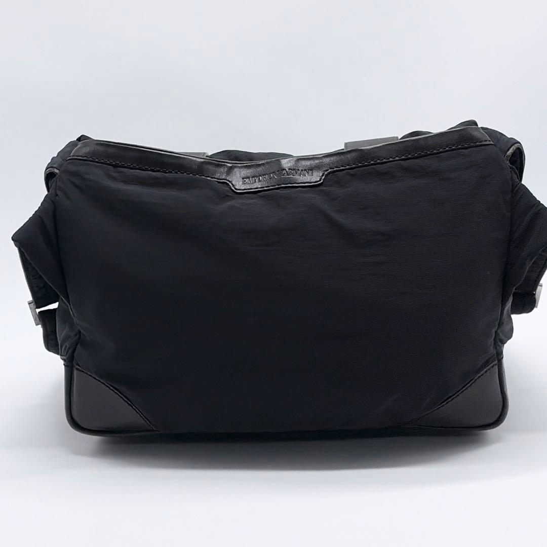 アルマーニ ショルダーバッグ メッセンジャーバッグ レザー ブラック
