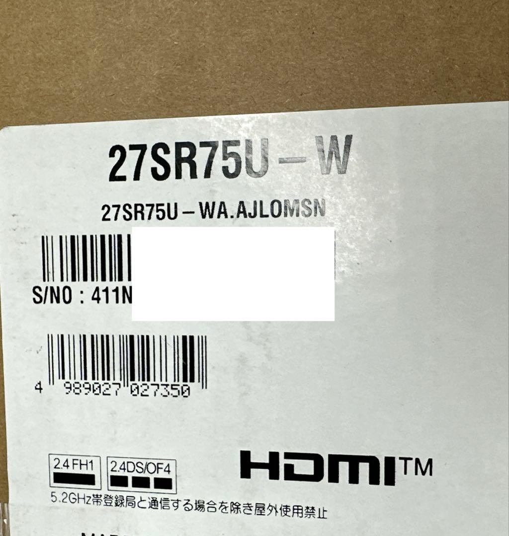 新品未開封　LG スマートモニター 27SR75U-W
