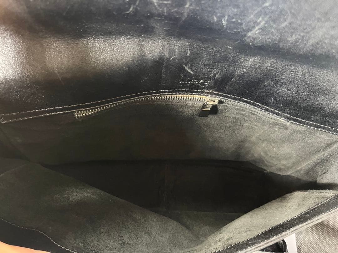 美品 HIROFU ヒロフ 高級牛革 Hロゴ 型押しトートバッグ ブラック