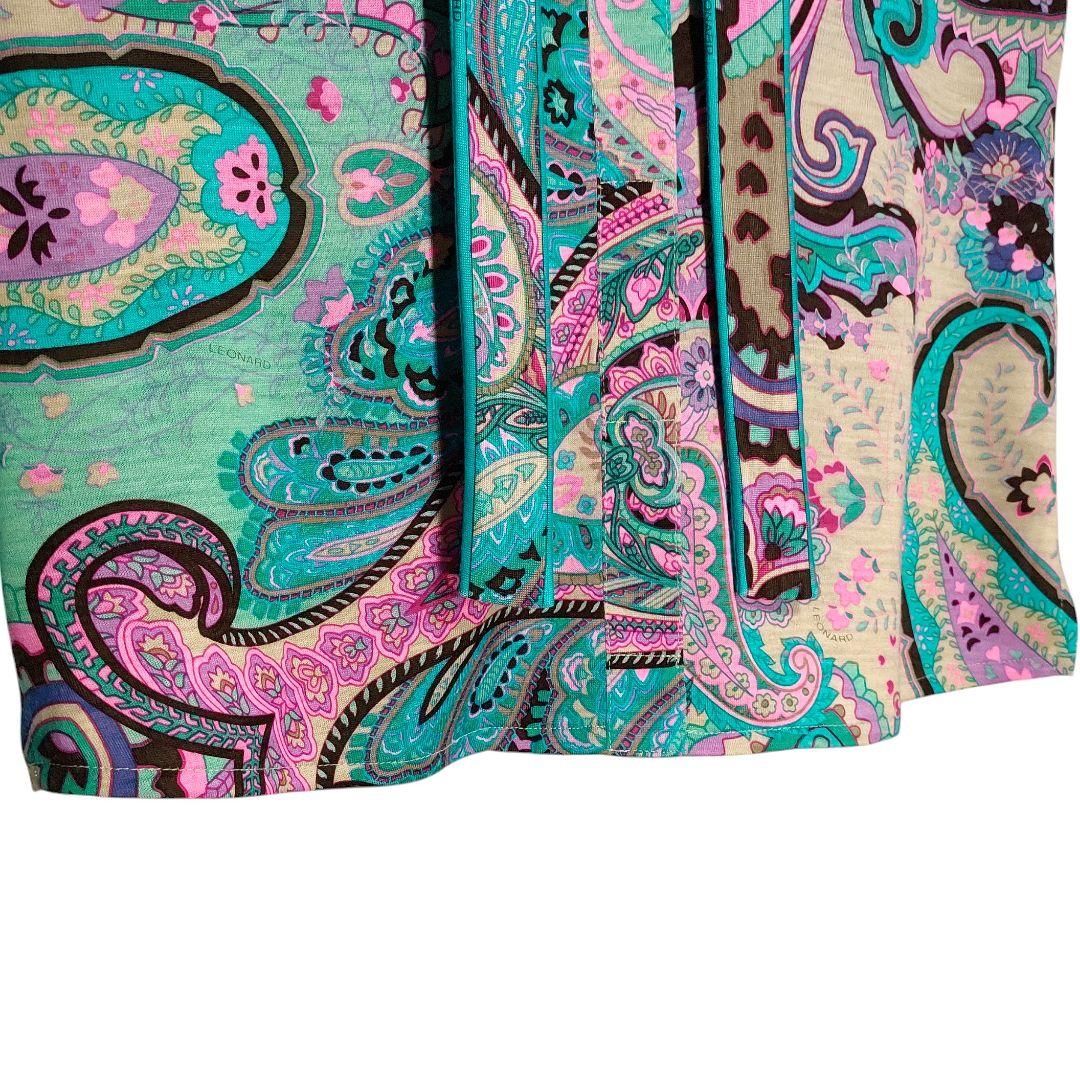 ☆ LEONARD レオナール シルク混 ボウタイ ペイズリー柄 長袖 ブラウス