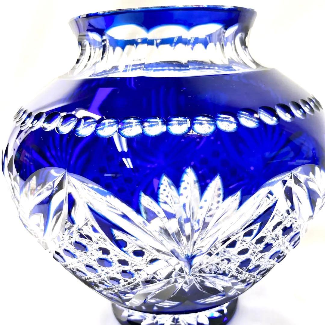 EA244 カガミクリスタル　江戸切子　花瓶　木村秋男　高さ約17㎝