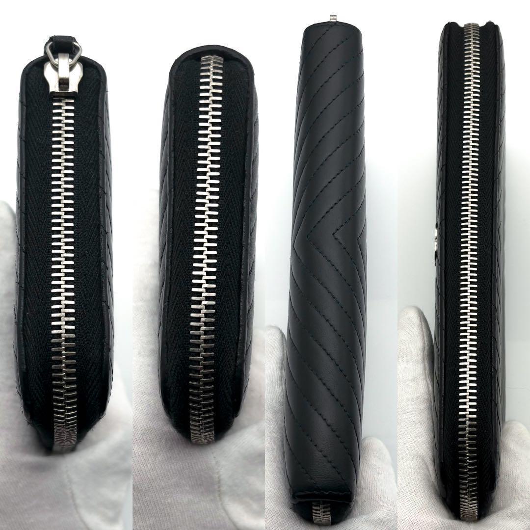 【美品✨】シャネル 長財布 シェブロン Vステッチ ラウンドジップ