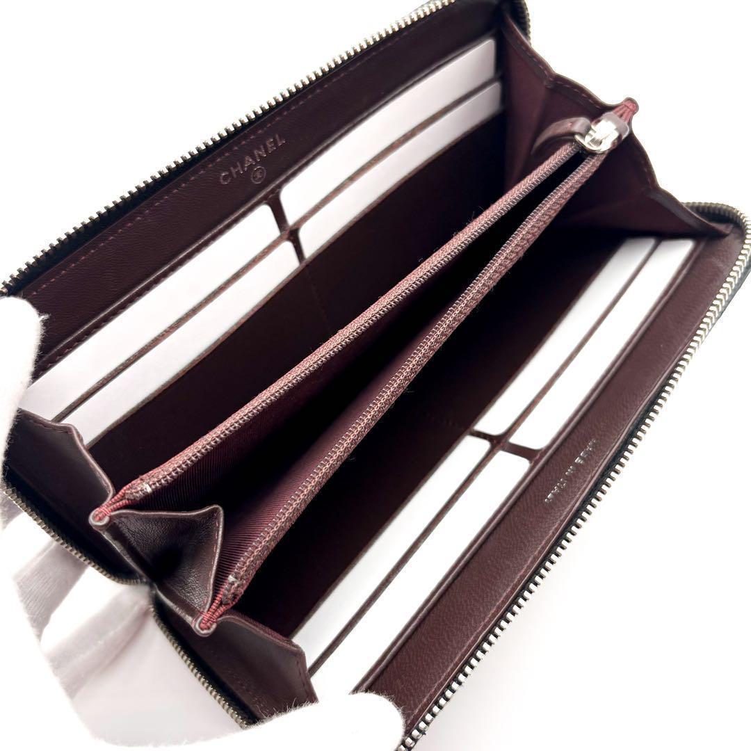 【美品✨】シャネル 長財布 シェブロン Vステッチ ラウンドジップ