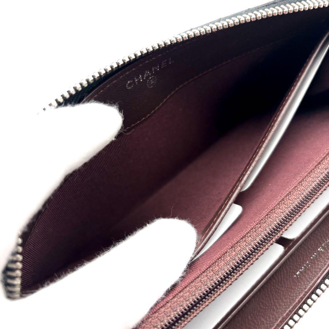 【美品✨】シャネル 長財布 シェブロン Vステッチ ラウンドジップ