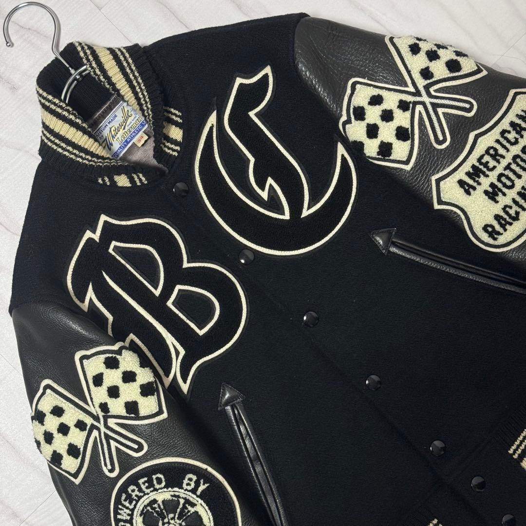 極美品✨ホワイトビル×Letterman クランクバスターズ レザースタジャンS