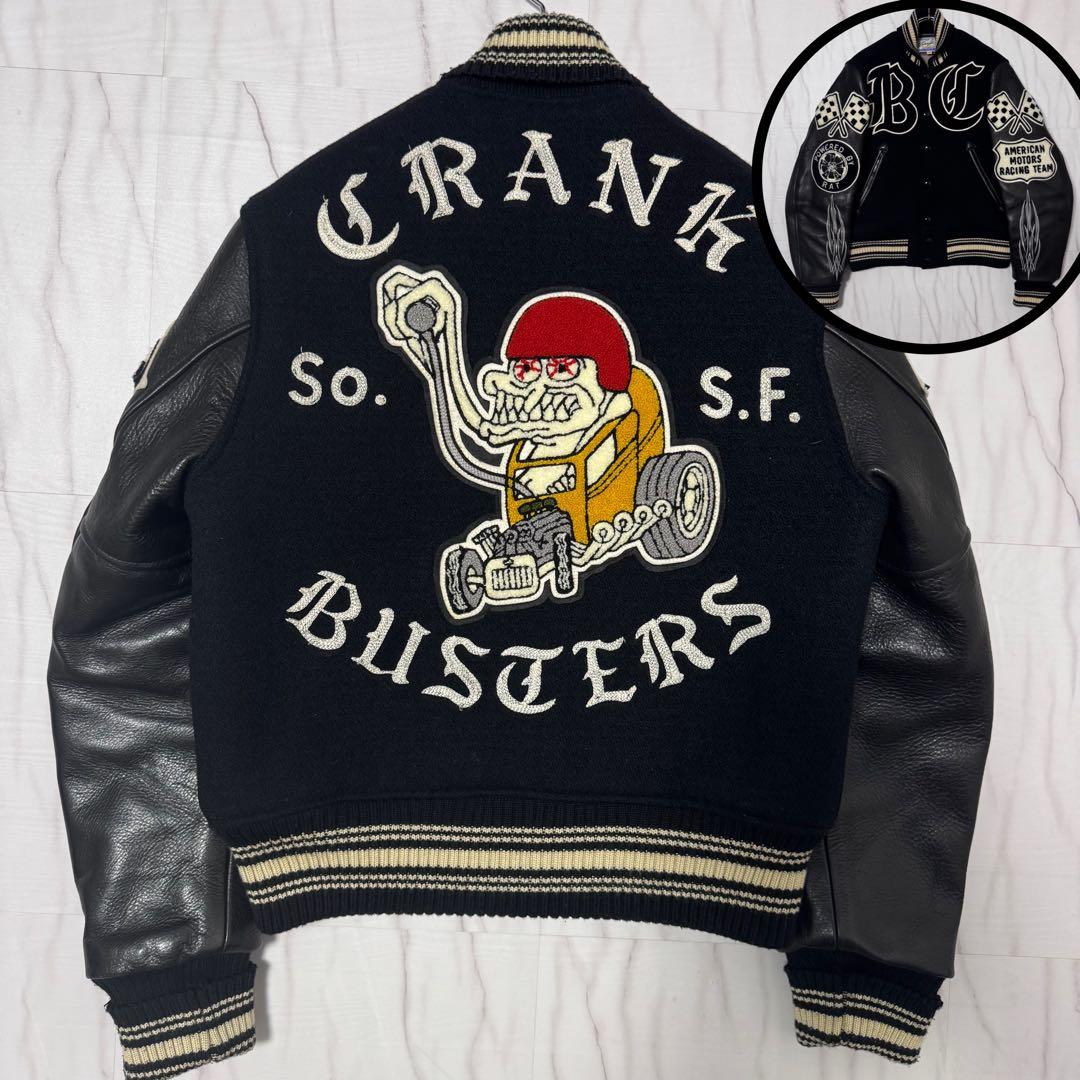 極美品✨ホワイトビル×Letterman クランクバスターズ レザースタジャンS