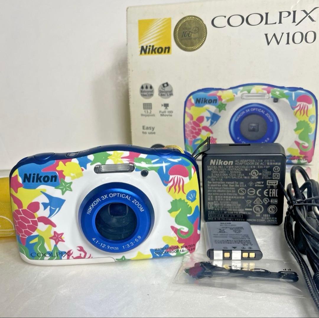 Nikon ニコン COOLPIX W100限定マリンカラー　防水機能付き
