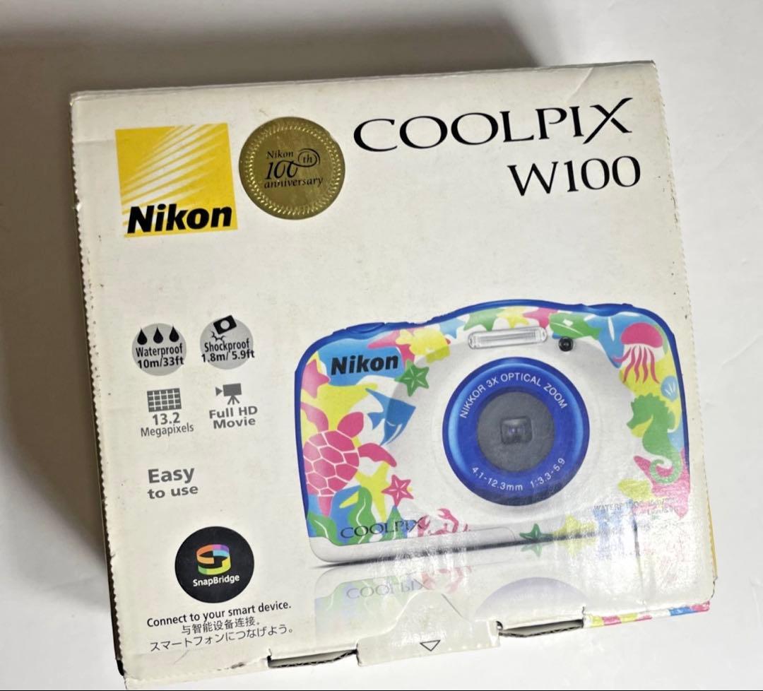 Nikon ニコン COOLPIX W100限定マリンカラー　防水機能付き